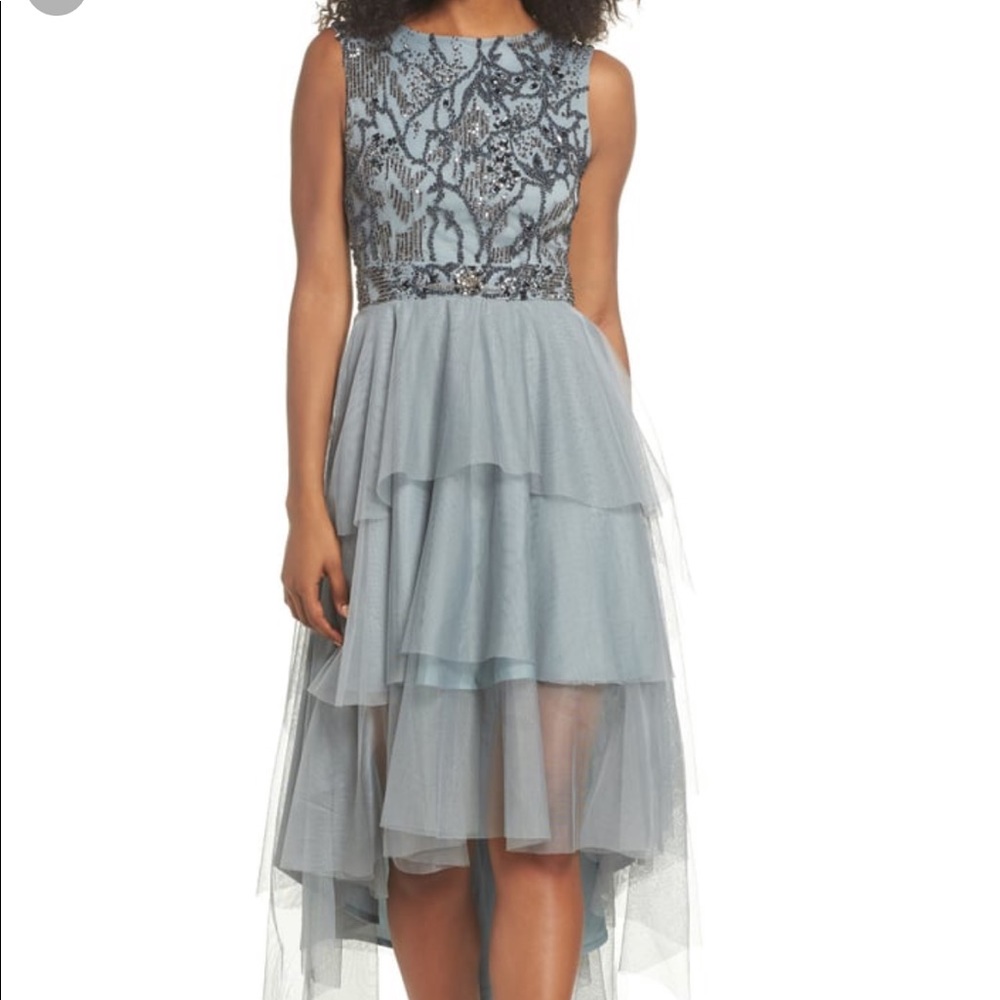 Grey sequin tiered dress